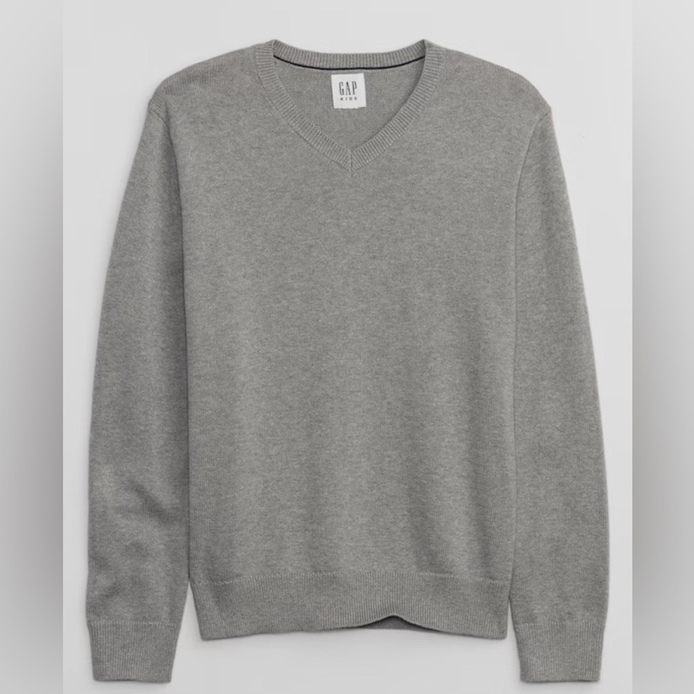 Gap Kids V Neck Grey Sweater Size Medium Regular Boys